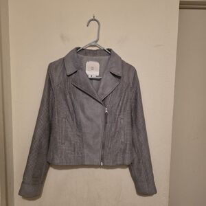 Anthropologie Hei Hei Womens  Gray Faux Suede Perforated Moto Jacket Size Small